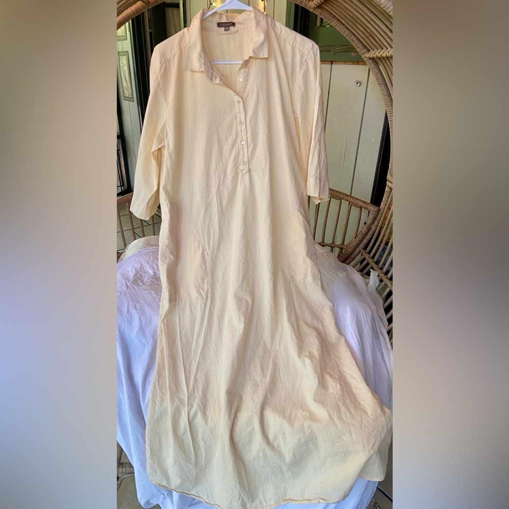 Lilla P Light Cream Button-Down Shirt Dress